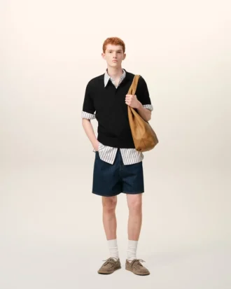 Polo a maniche corte in maglia nera