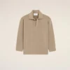 Polo a maniche lunghe in lana beige