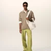 Polo a maniche lunghe in lana beige