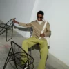 Polo a maniche lunghe in lana beige