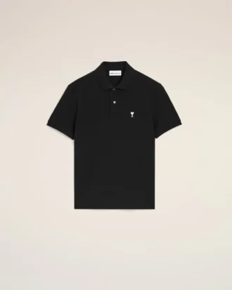 Polo Ami de Coeur a maniche corte in cotone nero