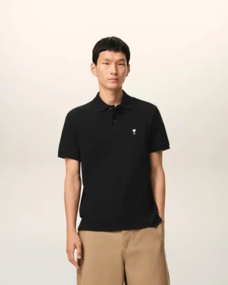 Polo Ami de Coeur a maniche corte in cotone nero