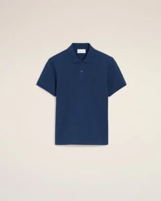 Polo Ami de Coeur in cotone blu a maniche corte