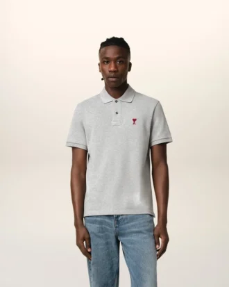 Polo Ami de Coeur in cotone grigio Polo Ami de Coeur in cotone grigio
