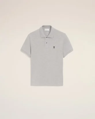 Polo Ami de Coeur in cotone grigio a contrasto