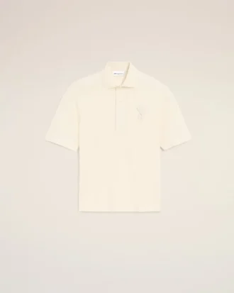 Polo con toppa in maglia di cotone bianco Ami de Coeur
