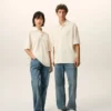 Polo con toppa in maglia di cotone bianco Ami de Coeur