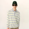 Polo in cotone a righe grigie e gialle Polo in cotone a righe grigie e gialle