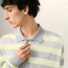 Polo in cotone a righe grigie e gialle Polo in cotone a righe grigie e gialle