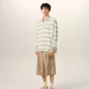 Polo in cotone a righe grigie e gialle Polo in cotone a righe grigie e gialle