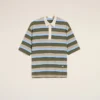 Polo in cotone con patch Ami a righe blu