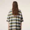 Polo in cotone con patch Ami a righe blu