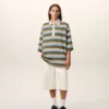 Polo in cotone con patch Ami a righe blu