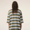 Polo in cotone con patch Ami a righe blu