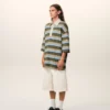 Polo in cotone con patch Ami a righe blu