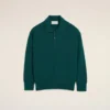 Polo squadrata in lana e cotone verde Polo squadrata in lana e cotone verde