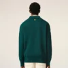 Polo squadrata in lana e cotone verde Polo squadrata in lana e cotone verde
