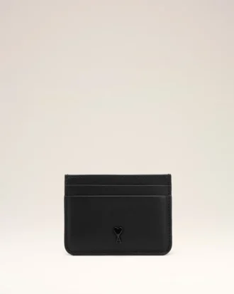 Portacarte Ami de Coeur in pelle di vacchetta nera