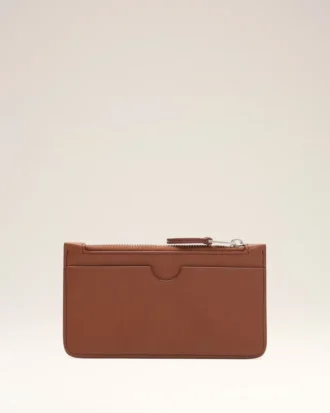 Portacarte con cerniera Ami de Coeur in pelle di vacchetta marrone