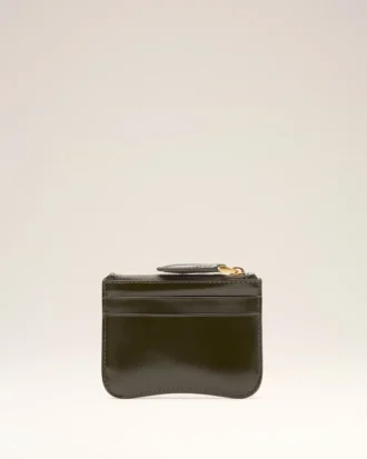 Portacarte con cerniera Paris Paris in pelle di vacchetta verde