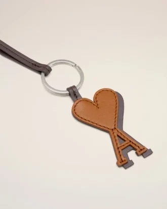 Portachiavi Ami de Coeur in pelle marrone