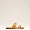 Sandali con fibbia in pelle di vacchetta gialla