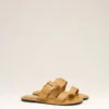 Sandali con fibbia in pelle di vacchetta gialla