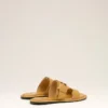 Sandali con fibbia in pelle di vacchetta gialla