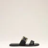 Sandali con fibbia in pelle di vacchetta nera Sandali con fibbia in pelle di vacchetta nera