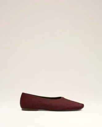 Scarpe basse bicolori in pelle bordeaux