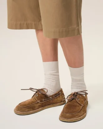 Scarpe da barca in pelle di vacchetta marrone