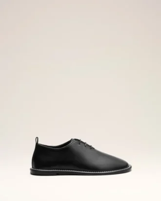 Scarpe Derby Midi in pelle di vacchetta nera