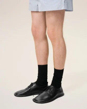 Scarpe Derby Midi in pelle di vacchetta nera
