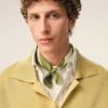 Sciarpa in cotone verde con stampa Ami de Coeur