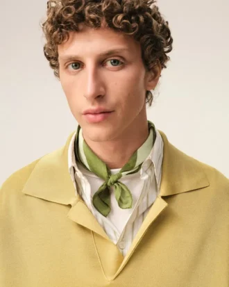 Sciarpa in cotone verde con stampa Ami de Coeur
