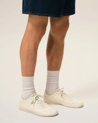 Sneakers morbide in pelle di vacchetta bianca