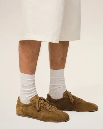 Sneakers morbide in pelle di vacchetta marrone