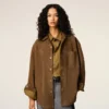 Sovracamicia in pelle marrone
