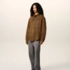 Sovracamicia in pelle marrone