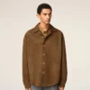 Sovracamicia in pelle marrone
