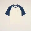 T-shirt Ami de Coeur in cotone bianco e blu con toppa in maglia