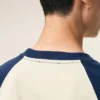 T-shirt Ami de Coeur in cotone bianco e blu con toppa in maglia