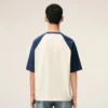 T-shirt Ami de Coeur in cotone bianco e blu con toppa in maglia