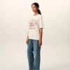 T-shirt Ami Paris in cotone bianco con stampa Heritage