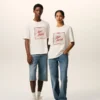 T-shirt Ami Paris in cotone bianco con stampa Heritage