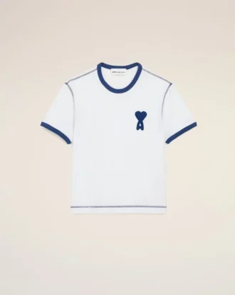 T-shirt bianco Ami de Coeur con toppa in maglia di cotone