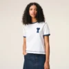 T-shirt bianco Ami de Coeur con toppa in maglia di cotone