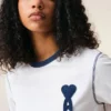 T-shirt bianco Ami de Coeur con toppa in maglia di cotone