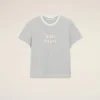 T-shirt grigia in cotone Ami Paris con toppa lavorata a maglia