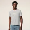 T-shirt grigia in cotone Ami Paris con toppa lavorata a maglia